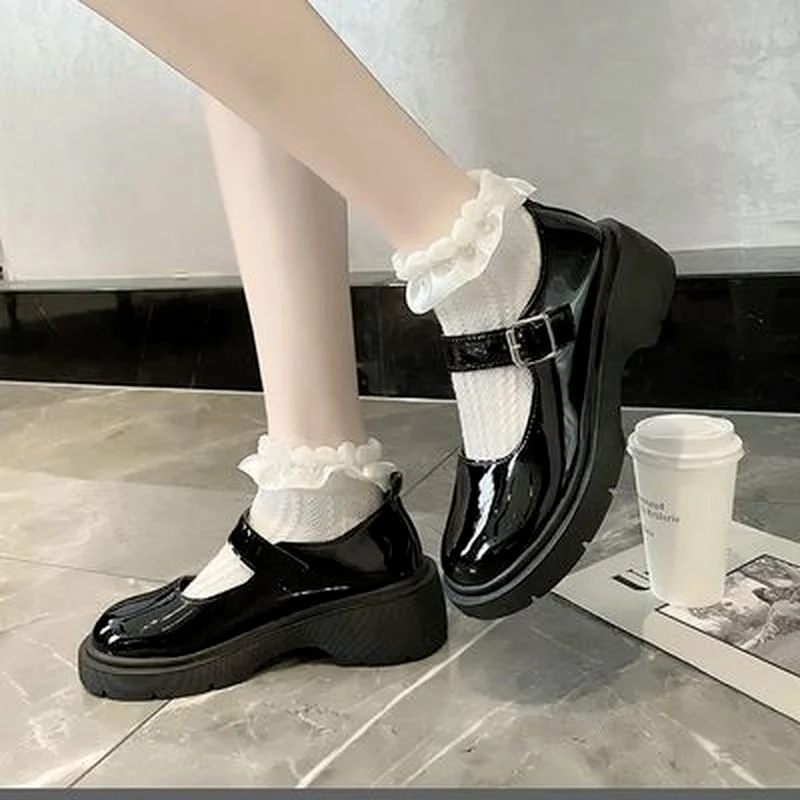 ถุงเท้าน่ารัก Lolita Ruffle สีขาว Kawaii Lolita Calcetines ชุดคอสเพลย์อุปกรณ์เสริมลูกไม้ถุงเท้าการ์ตูนอะนิเมะสาวหวานของขวัญ