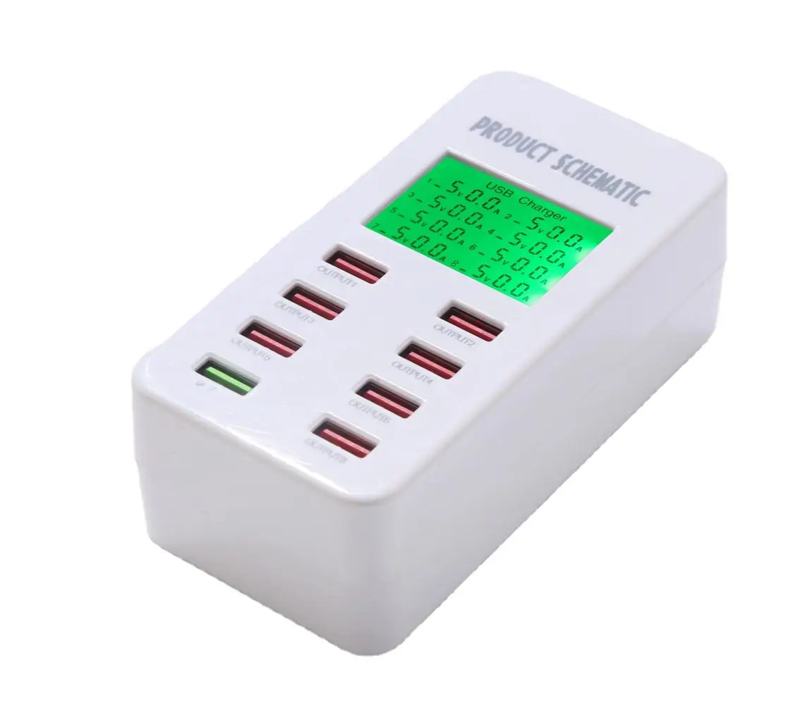 60W USB C Charger QC 3.0 8 Ports Type C PD Fast Charging Phone Adapter For iPhone Samsung Xiaomi Huawei Multi Ports Wall Charger