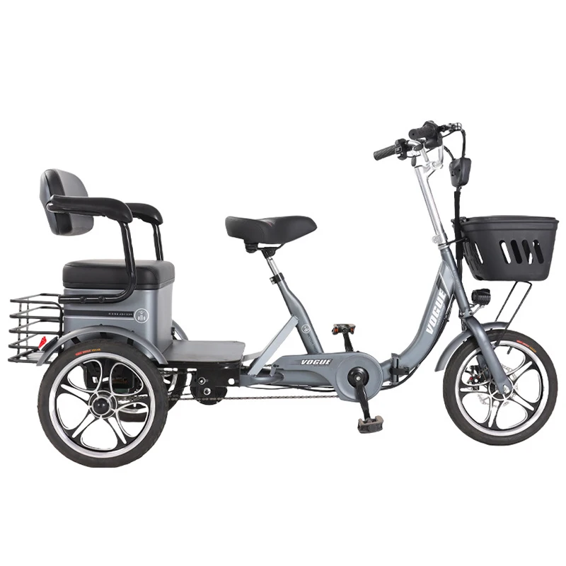 

Adult Electric Tricycle For Passanger With Seat 48V 400W Family Electric City Bike Foldable With Basket Removable Battery