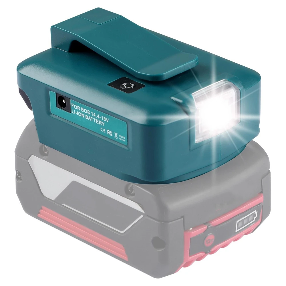 Battery Adapter with USB Type-c Port Compatible for Milwaukee/Bosch 14/18V Li-Ion Battery with LED Light Designed for Patio Use