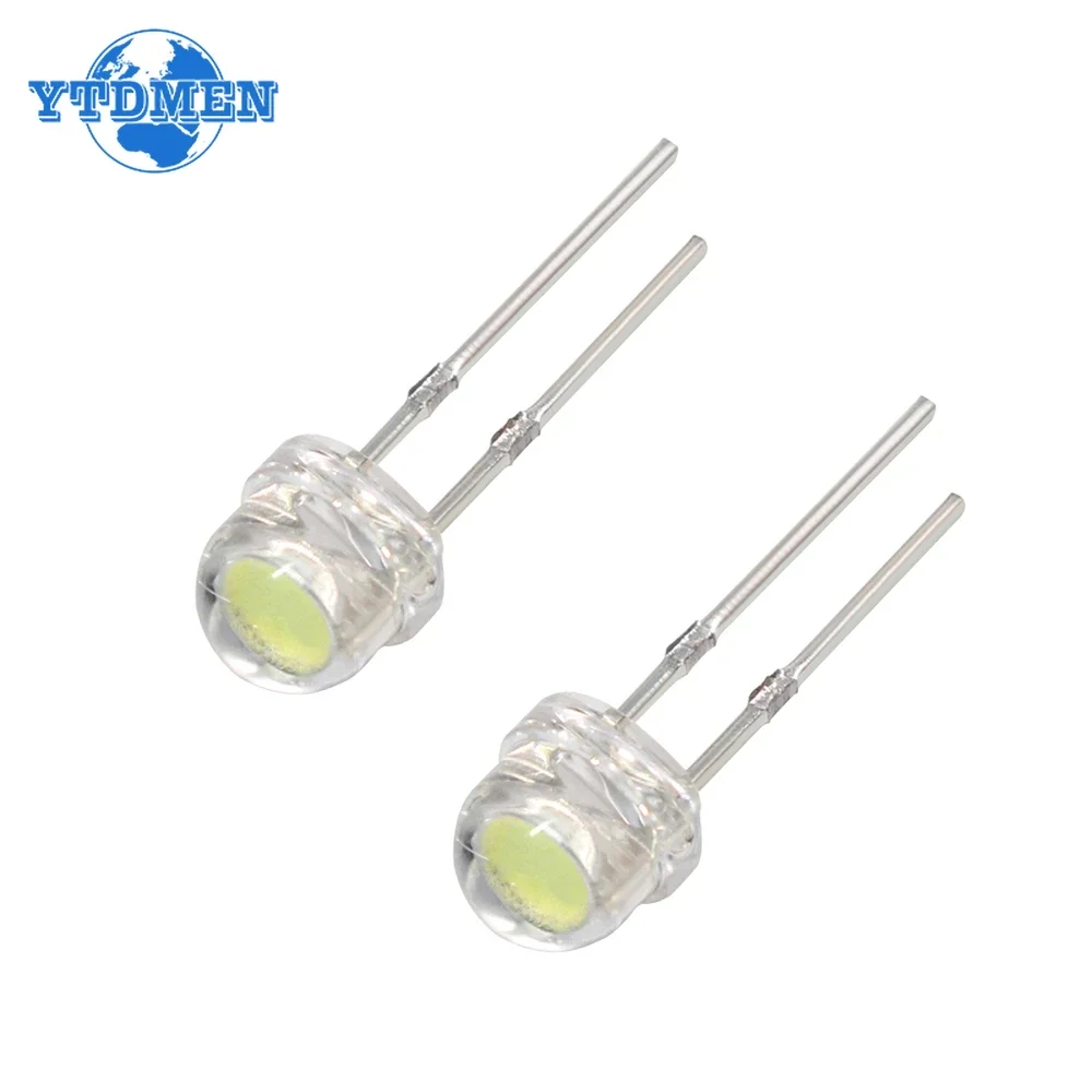 100pcs LED Diode F5 Super Bright Straw Hat LED 5mm Light Emitting Diodes Blue Green Red Yellow White, for DIY Electronic