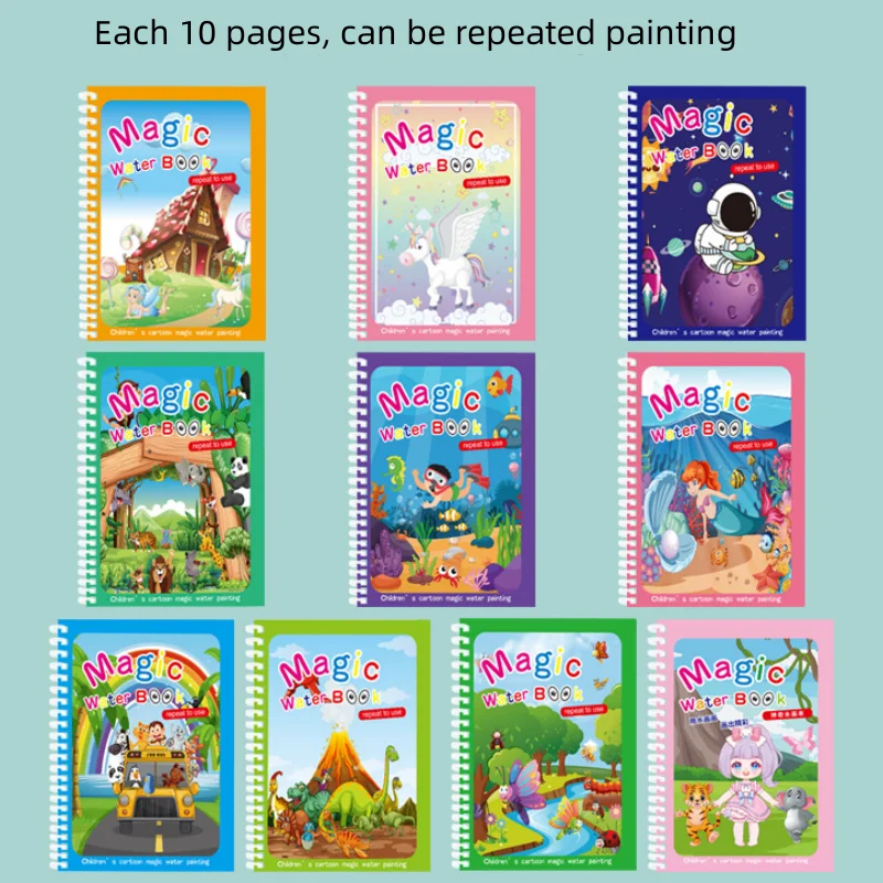 Livro de desenho de água mágico das crianças montessori livro de colorir reutilizável, sensorial aprendizagem educacional precoce pintura brinquedos para crianças