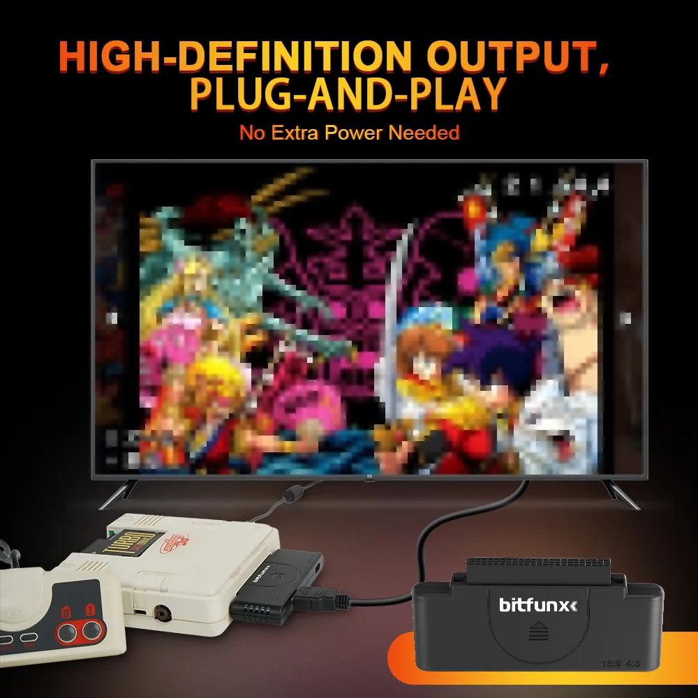 BitFunx RGB a 1080p HDMI ™   Adattatore per console motore PCE PC Supporto convertitore video di commutazione 16:9 e 4:3 per la serie Core Grafx