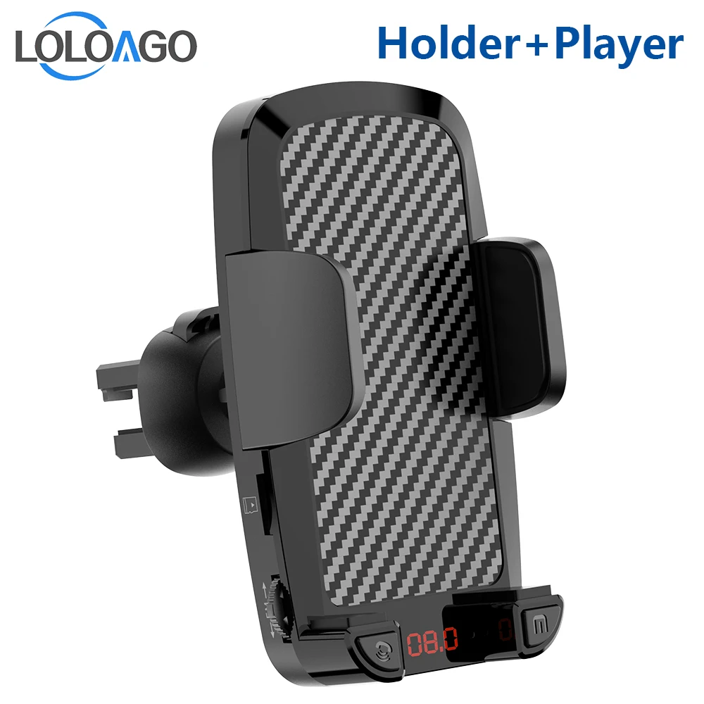 

LOLOAGO Multi-function Car Holder Bluetooth Hands-free Call USB Flash Drive /Micro SD Card Playback FM transmitter Phone Stand