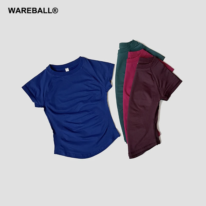WAREBALL Sport Shirt Women Fitness Short Sleeve Top Gym Workout Yoga Blouse Breathable Running Tee Top