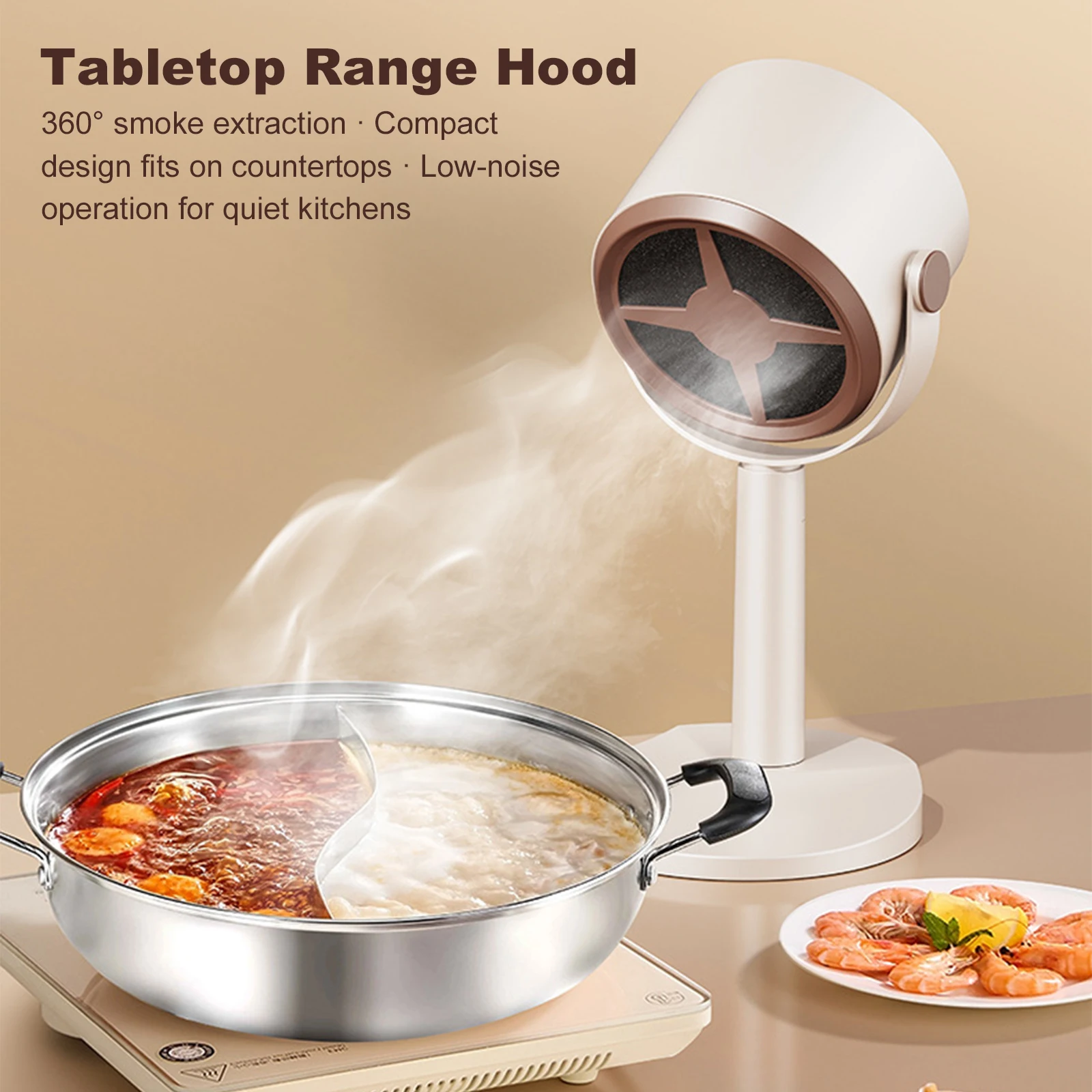 Compact Desktop Exhaust Fan USB Rechargeable Small Kitchen Hood Extractor with Adjustable Angle for Indoor BBQ Hot Pot and RV view 3