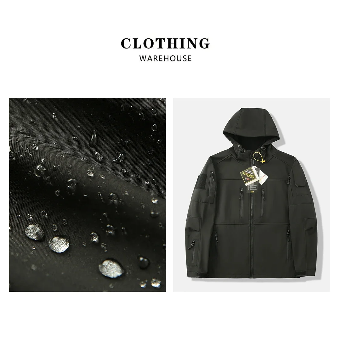 

Outdoor Tactical Soft Shell Jacket Men's Three-in-One Spring Autumn Style Windproof Waterproof Fleece Lined Shell Coat