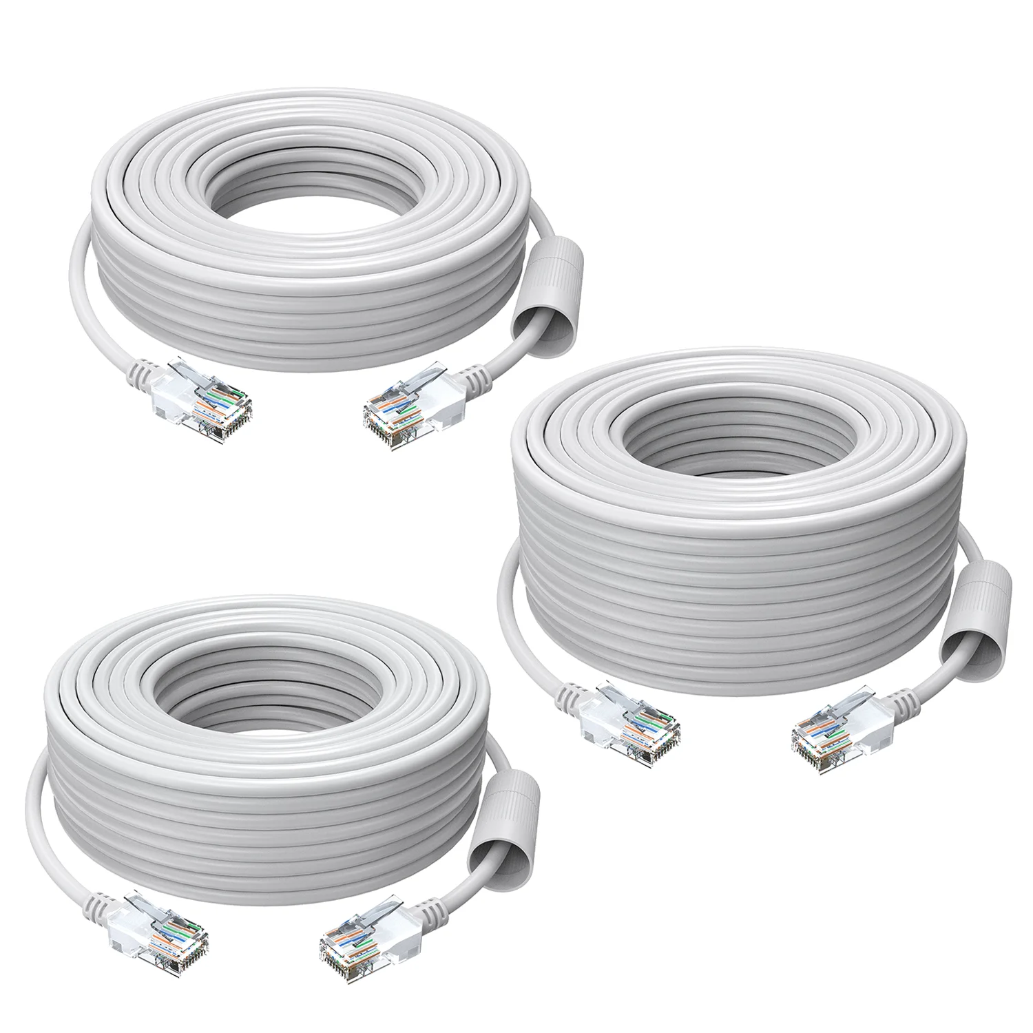 Ethernet-кабель ZOSI Cat5e, 65/100/футов, Белый высокоскоростной сетевой шнур RJ45 для POE камер видеонаблюдения, коммутатор PoE и т. д.