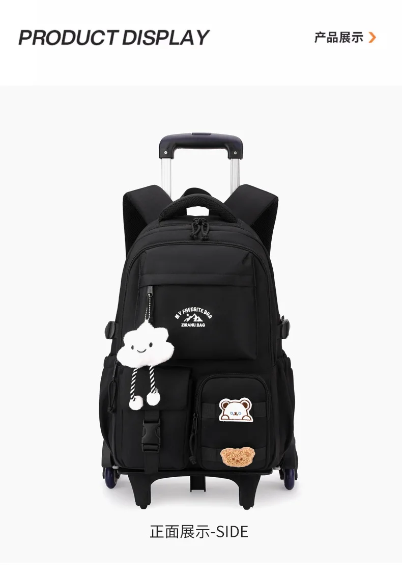 2026 Children Wheeled Backpack Students Schoolbag Rolling Backpacks Bag Kids School Trolley Bookbag Girls School Bag with Wheels