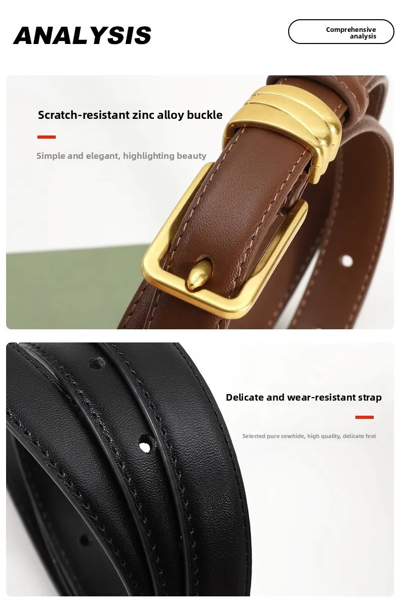 Neue frauen Trendy Gürtel Weibliche Quadratische Schnalle Echtes Leder Dünnen Gürtel Mode Vielseitig Dekorative Kleid Gürtel – Detail 12