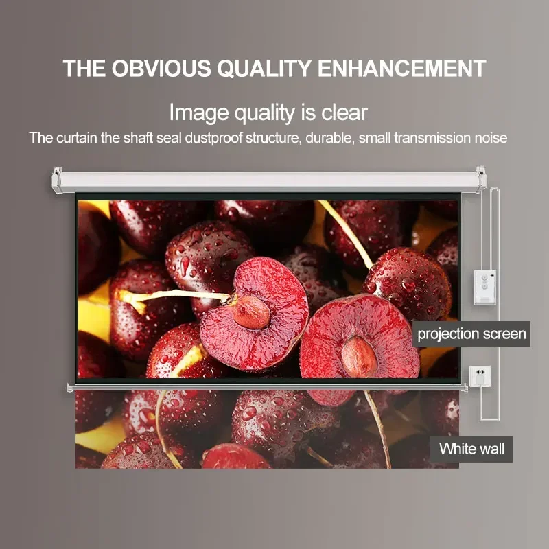 High Quality 80 Inch 4:3 Electric White fiber  Remote control Motorized Projection Screen for Home Cinema Projector
