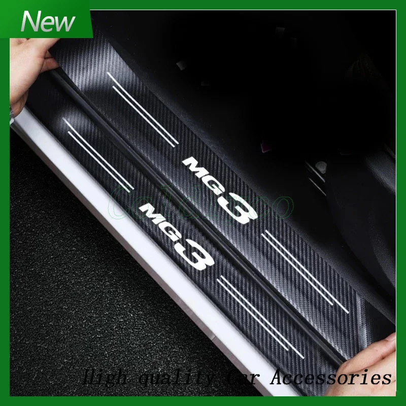 for MG 3 MG3 Logo Car Door Sill Protector Plate Rear Trunk Bumper Strips Threshold Stickers Anti Scratch Covers