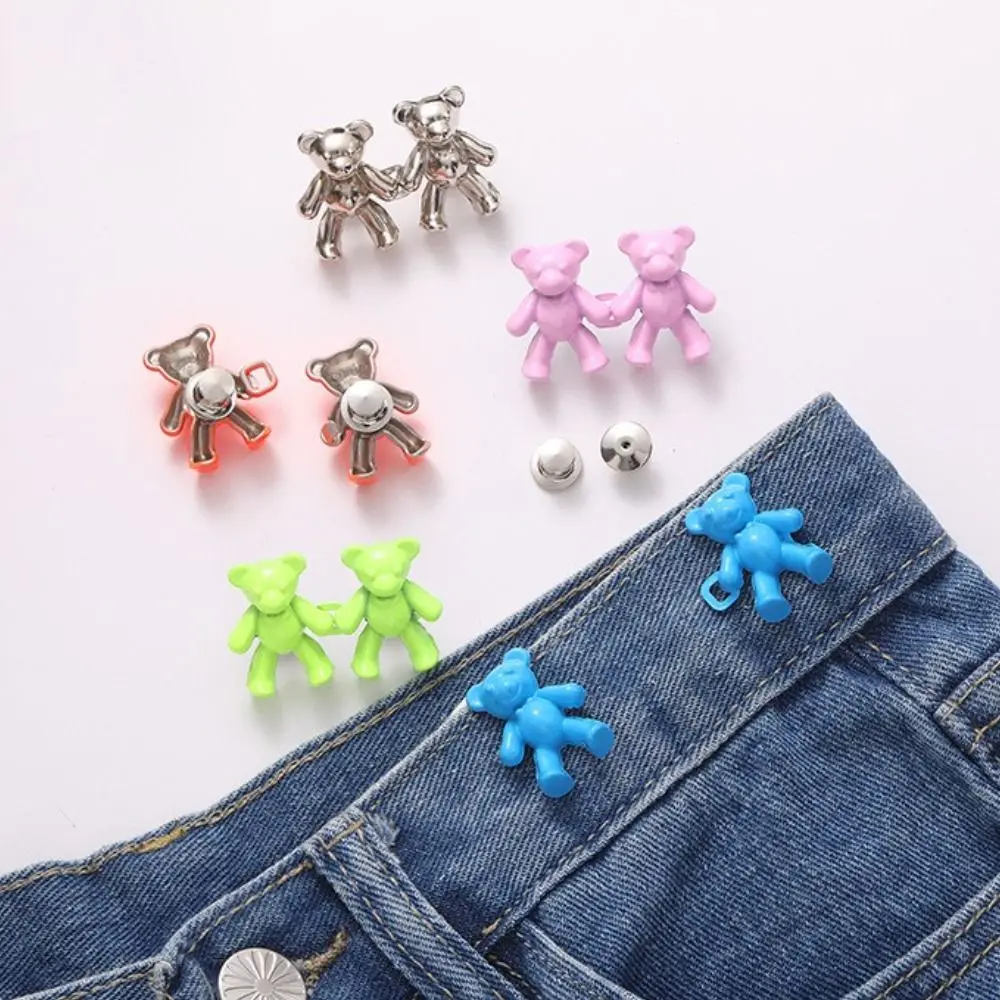 

Women 2Pcs Bear Seamless Retract Waist Skirt Pant Jeans Waist Pin Buckle Waist Tighten Clip Clothing Accessories Waist Button