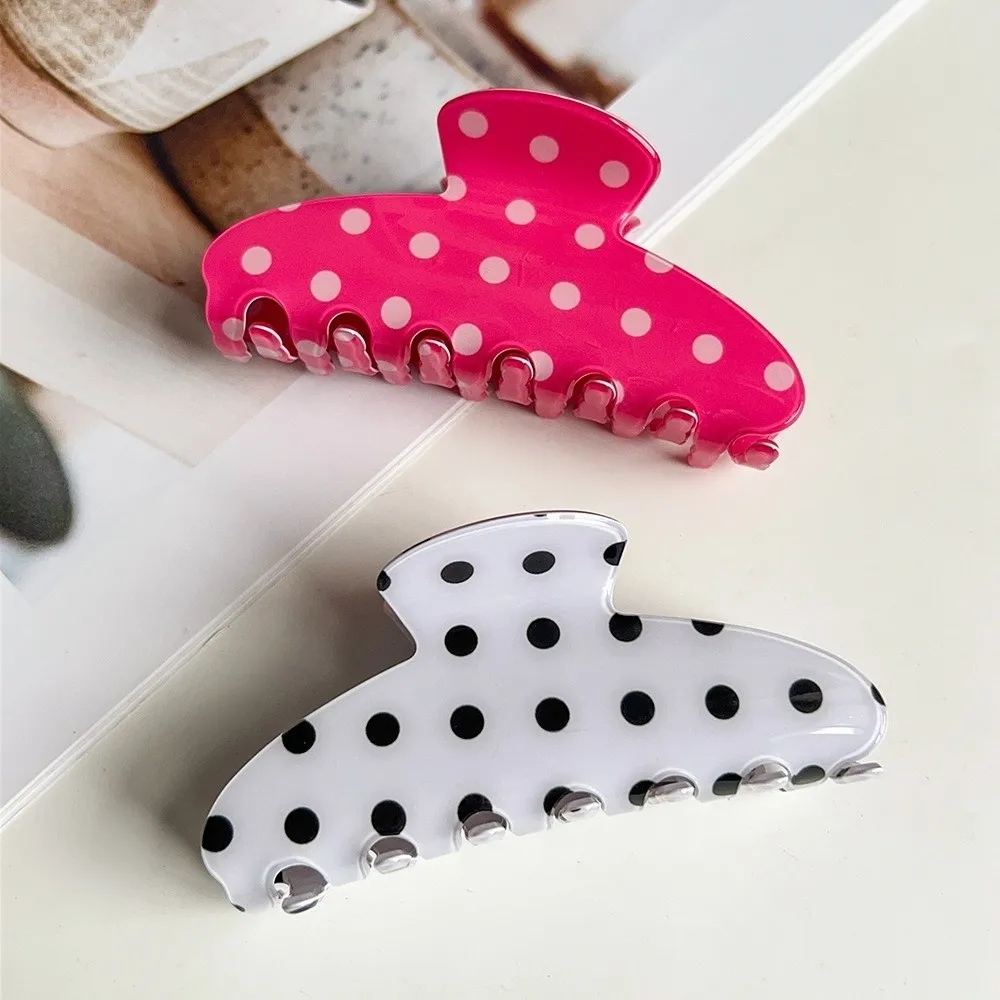 Cute 10CM Hair Claw Clip Polka Dots Print Candy Color Shark Clip Large Size Elegant Hairpin Women