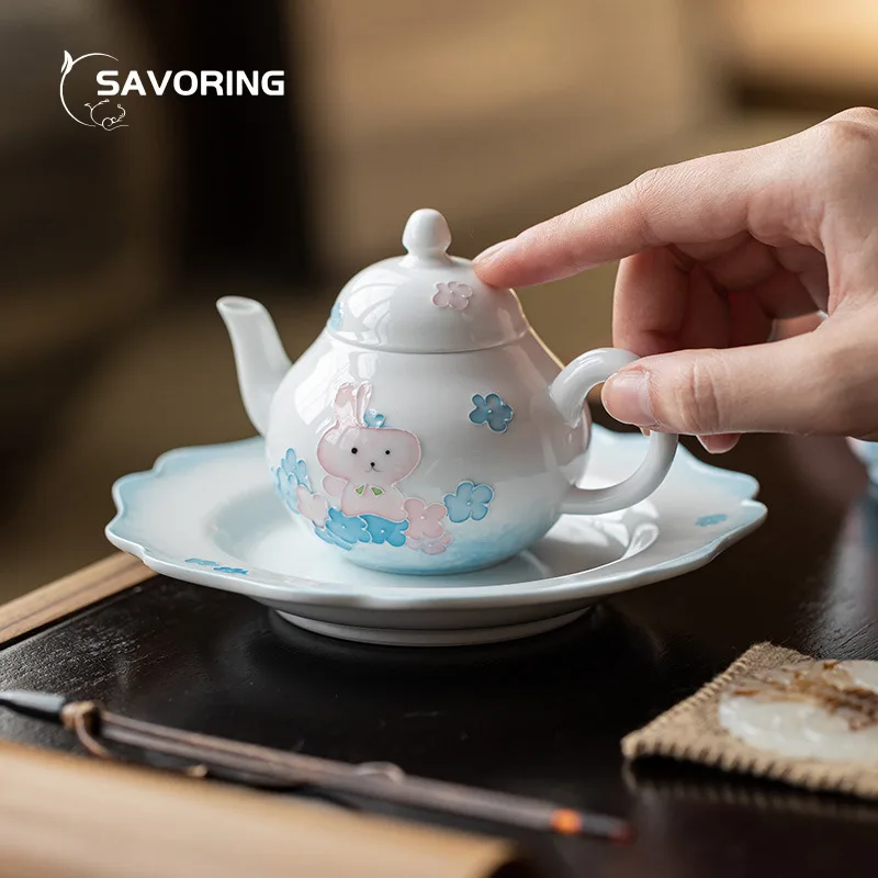 

Hand Painted Tea Pot Puer Pear-Shaped Pot Teapot With Filter Ceramic Tea Brewing Kettle Tea Infuser Handmade Oolong Porcelain