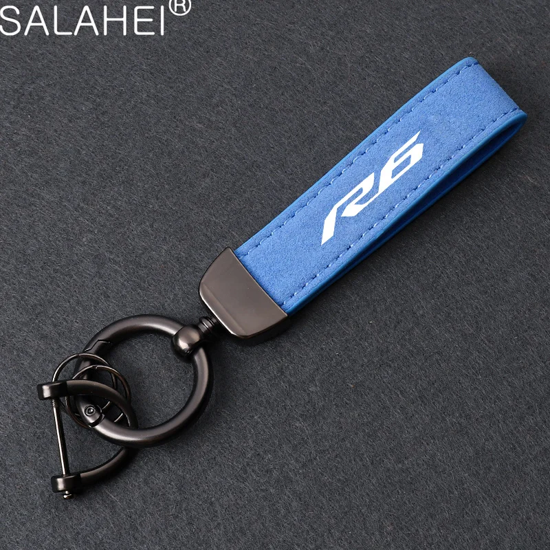 Suede Leather Motorcycle Keychain Zinc Alloy Keyrings Charm For Yamaha YZF R6 2016 2017 2018 2019 2020 YZFR6 YZF-R6 Accessories