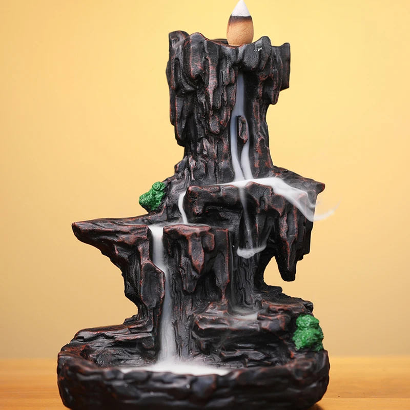 

Waterfall Backflow Incense Burner Antique Resin Creative Sandlewood Aroma Diffuser Living Room Alpine Portainciensos Home Decor