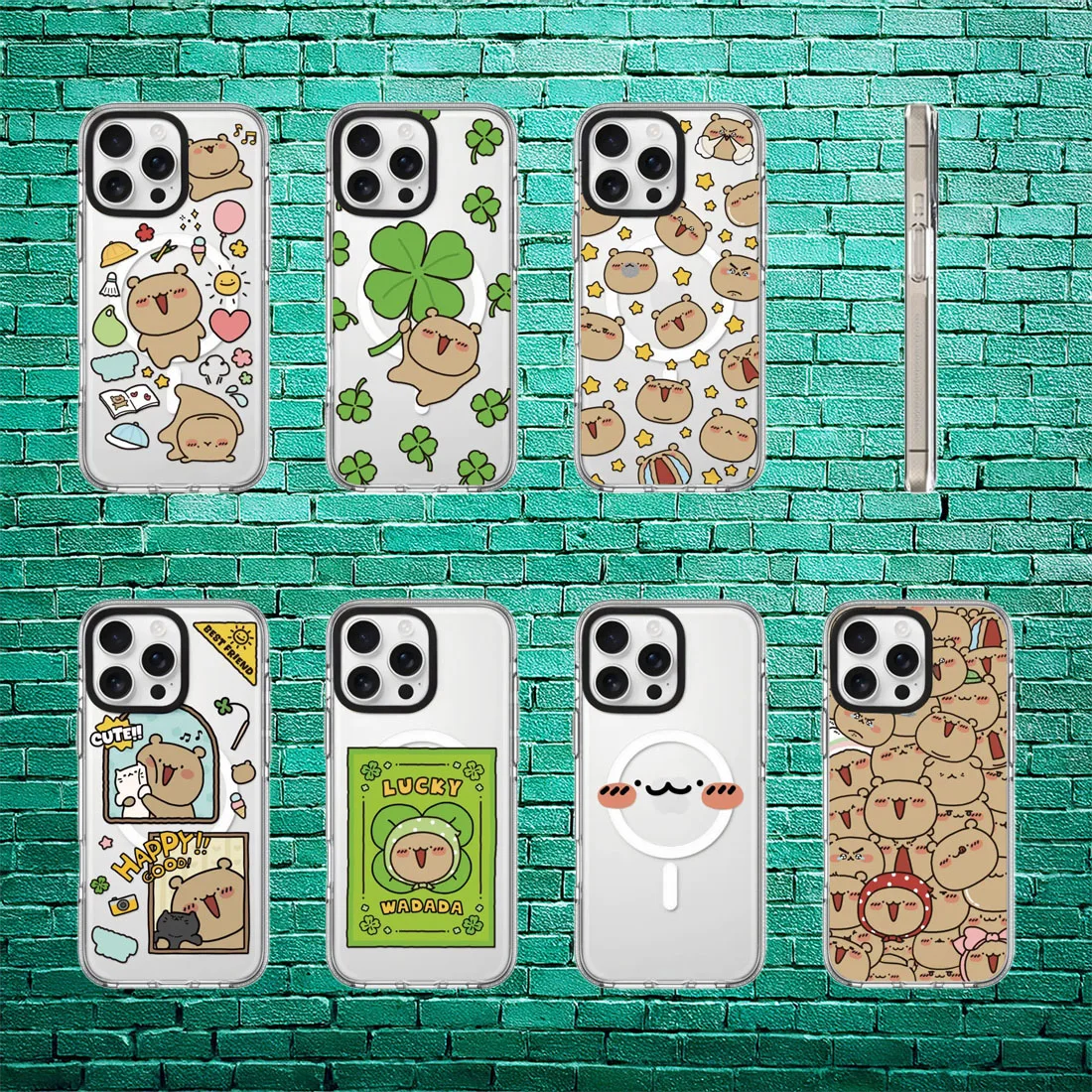 

Leaf Bears Transparent Border Magnetic Phone Case Cover for IPhone 16 15 14 13 Pro Max Case