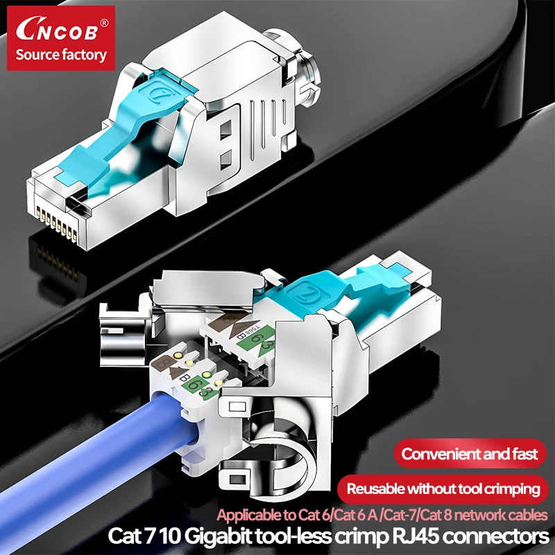 

Cncob Tool-Less Connector ,Cat7 Ten-gigabit transmission Ethernet Network Termination Tool-free RJ45 connector PLug