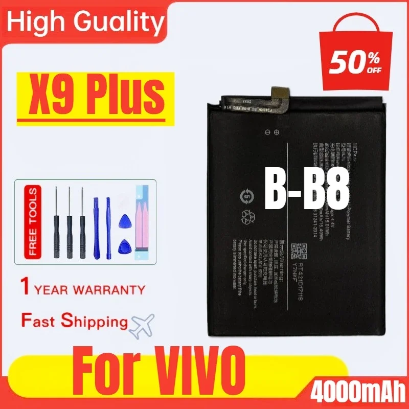 B-B8 Is Suitable for VIVO X9 Plus Mobile Phone Battery, Supports 22.5w Fast Charging 4000mAh  Replacement Bateria with Tools