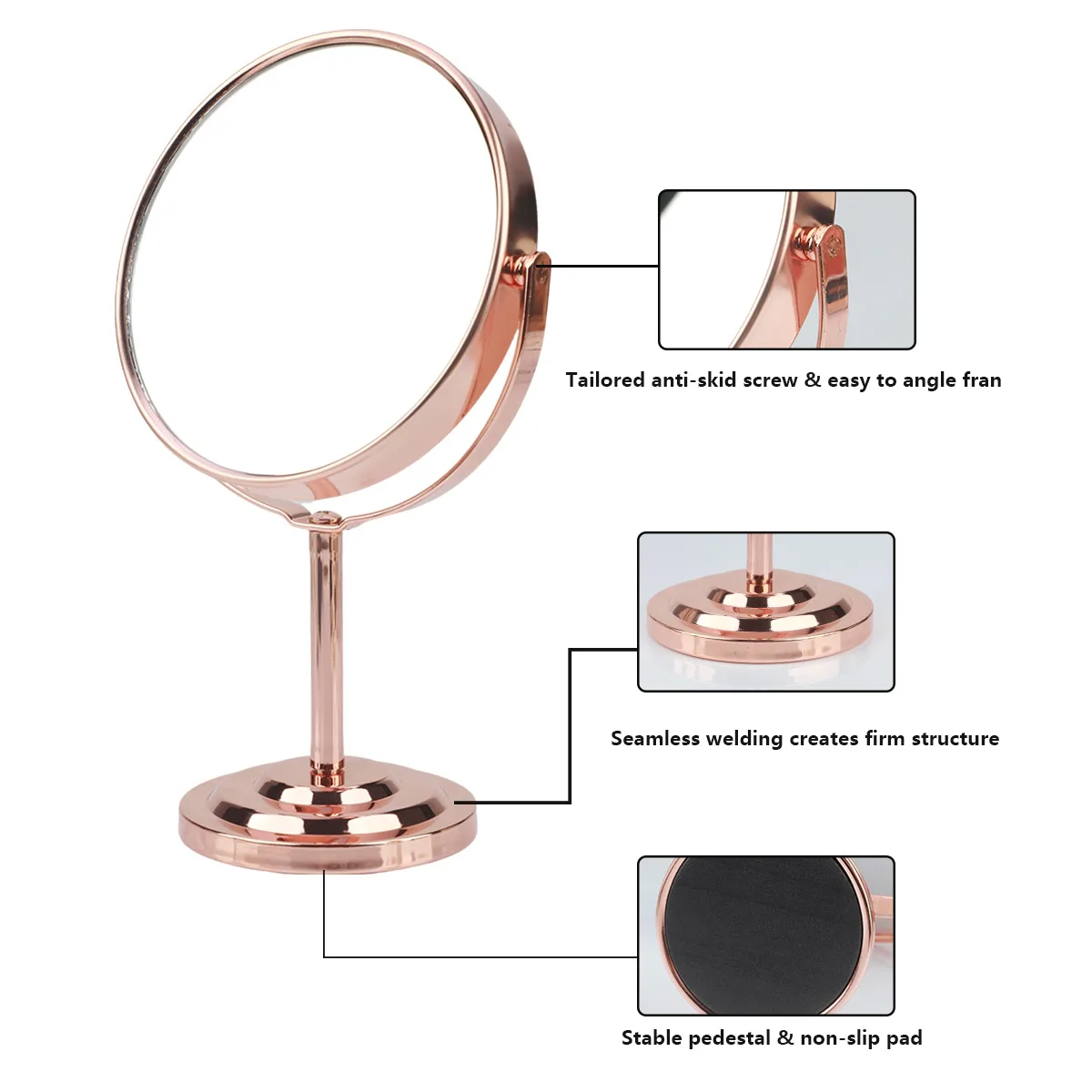 3/4/5in Double-Side Makeup Mirror With 2X Magnification Clear Reflection And Easy To Carry Desktop Vanity Mirror With Stand