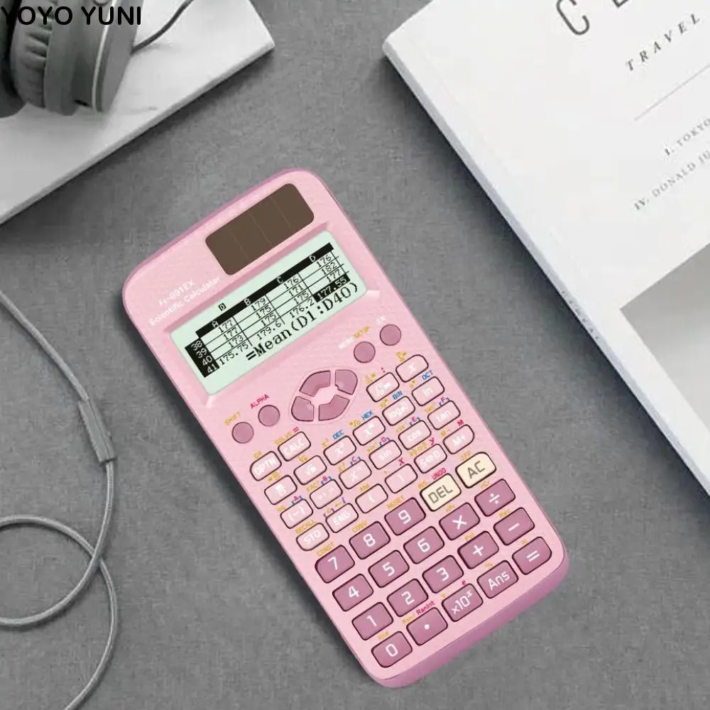 Calculadora científica con batería, 552 funciones, características avanzadas, calculadora FX-991EX, multifuncional, rosa/azul/negro