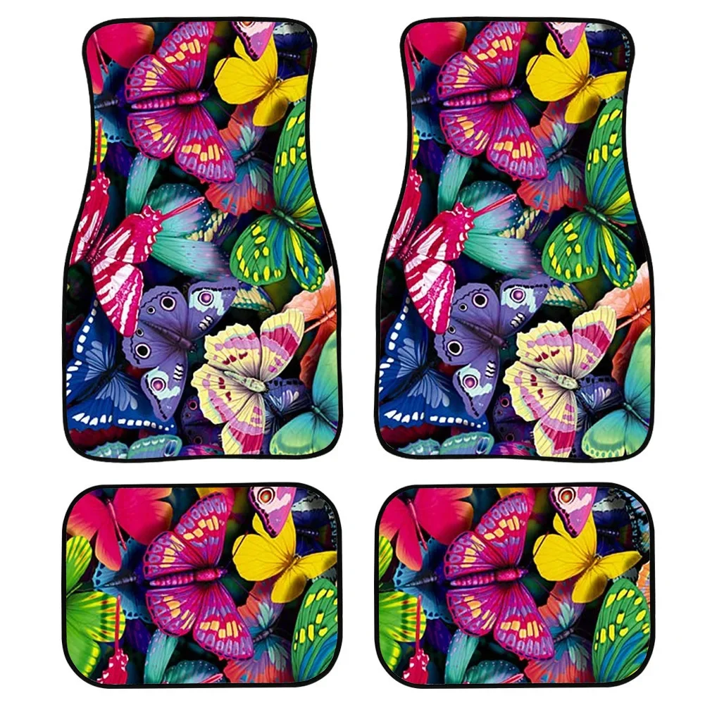 Nordic temperament printing butterfly pattern car accessories four-piece car foot mat customization