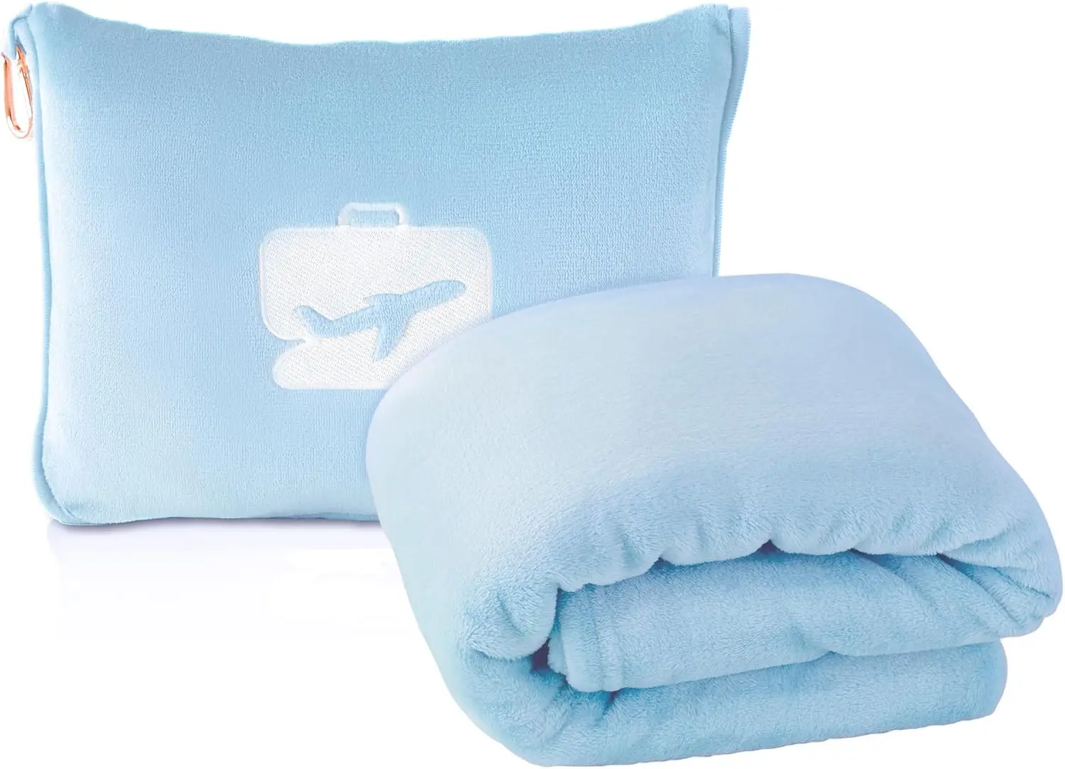 

Ultra-Soft Travel Blanket & Pillow, Compact 65x40 Inches with Carry Case for Airplane Comfort