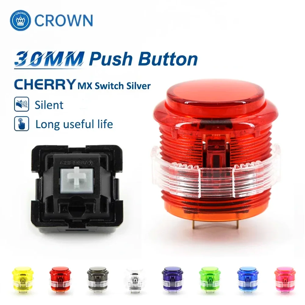 Original Korean CROWN 30mm Silent 203C-S Push Button Arcade Cherry Switch DIY Joystick PC PS3 XBOX HITBOX Fighting Tekken Game