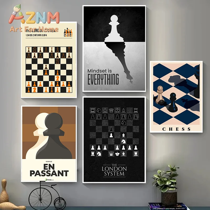 Vintage International Chess Canvas Poster Game Wall Art Picture for Living Room Bedroom Playroom Bar Club Modern Home Decor Gift