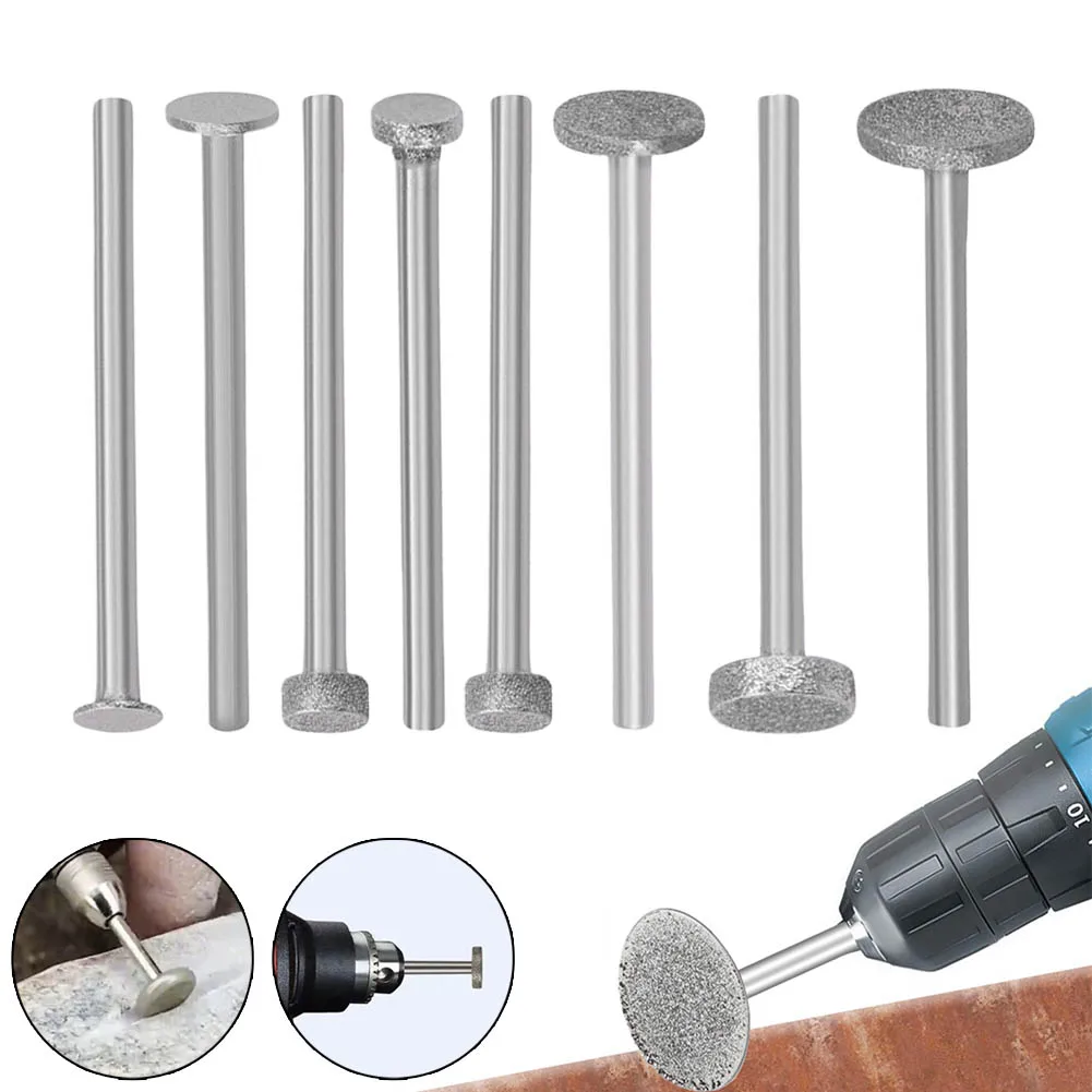 2 SZTUK Diamentowa głowica szlifierska Zadziory ścierne Polerowanie Jade Stone Carving 3mm Shank Nail Bit Jade Stone Metal Cutting Carving Drill