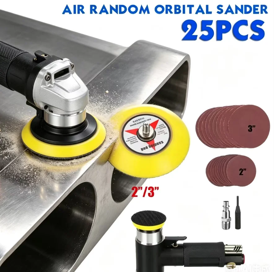 

2-3in Air Polishing Machine 25Pcs 15000rpm Pneumatic Grinding Sander 4.0cfm 90psi Mini Car Polisher Tool Power Tool Accessories