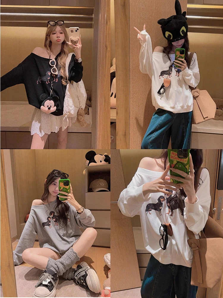 

Yukiss Sausage Dog Printed Long Sve Loose T-irt Casual Sle Men's Cotton Blend Elastic Fiber Polyester Comfortable Fit Tee