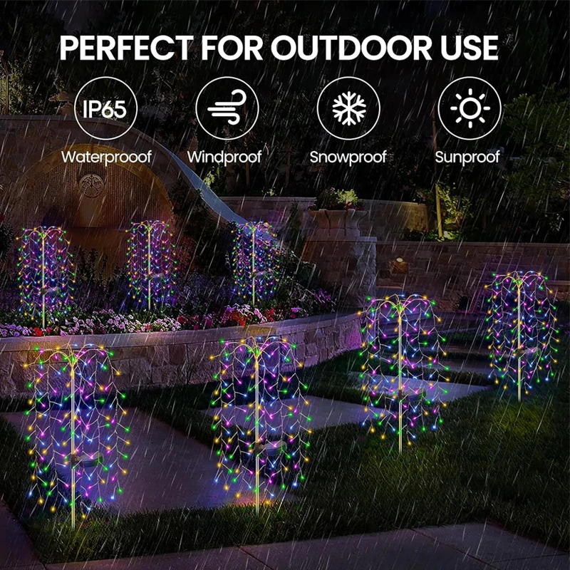 1/2/4/6 Pcs LED Solar Garden Lights Outdoor Copper Wire Waterproof Decorative Lawn Light DIY Firework Lamp Patio Planter Pathway