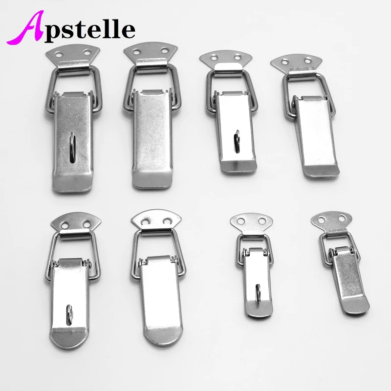 Apstelle 2PC  Cabinet Boxes Hasp Spring Loaded 56mm 74mm 88mm 104mm Iron plating Latch Catch Toggle for Simple Window Lock Box