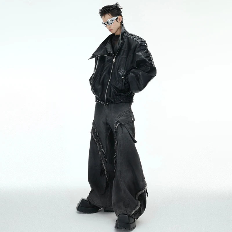 LUZHEN الأصلي يرتدي لدغ المرقعة تصميم جيوب تزيين الدنيم السراويل الرجال 2025 موضة جديدة الأصلي الشارع الجينز LZ8421