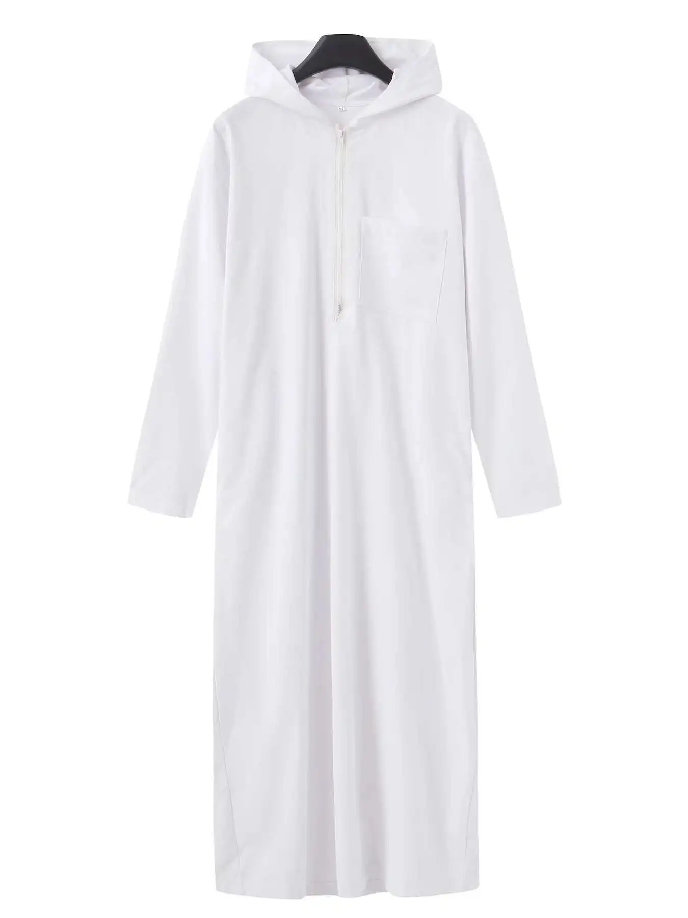 Dubai 2025 Turkey Muslim Men's Pocket Solid Color Hat Wearable Robe Thobe Msl1 Robe Abaya Ramadan Dubai Luxury Islam Elegant