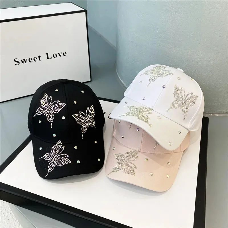 Women's Baseball Cap - Summer Sun Hat With Butterfly Design, Uv Protection, Adjustable Snapback For Outdoor Activities