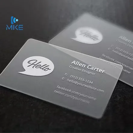 

Изготовленная на заказ белая струйная ПВХ-карта с печатью прозрачных фотографий ПВХ прозрачная визитная карточка