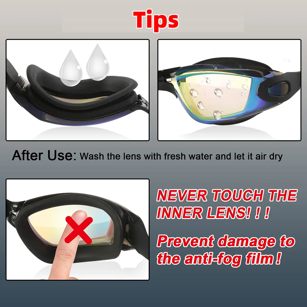2er-Pack Schwimmbrillen, beschlagfrei, mit UV-Schutz, verstellbar, professionelle, wasserdichte Schwimmbrillen für Erwachsene und Jugendliche. – Detail 8