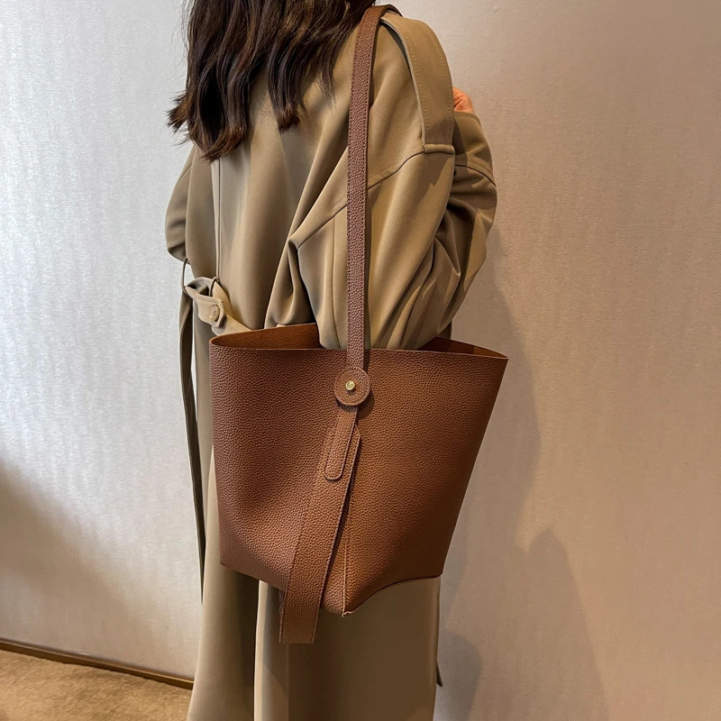 2024 Girl Women Message Casual Simple Tote Fashion Shoulder Bags Pu Leather Popular Large Capacity Soft Shopping Ladies Handbag