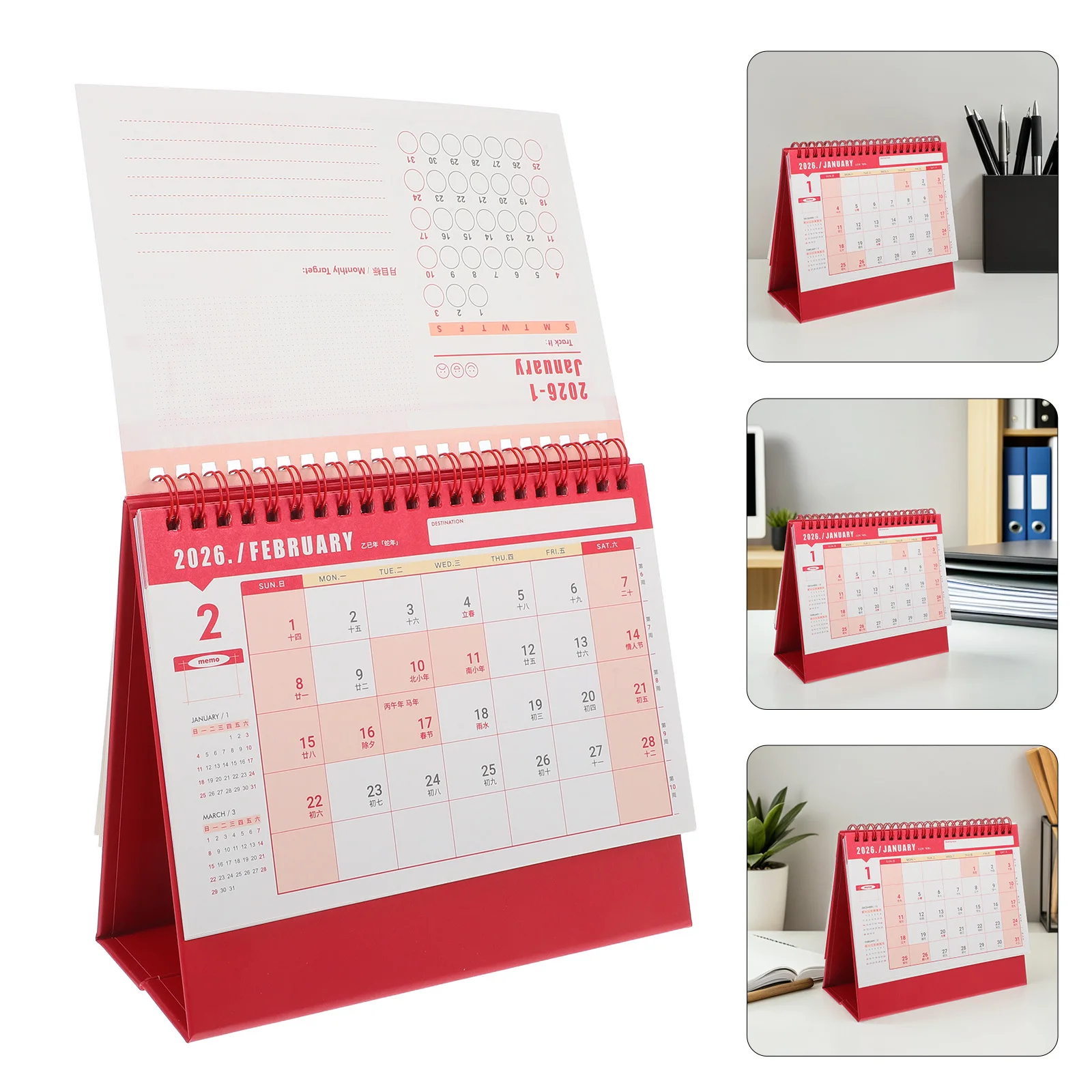 

2025.9-2026.12 Minimalist Small Desk Calendar 2026 Flip Monthly Planner Twin-Wire Binding Office Mini Calendar Notepad