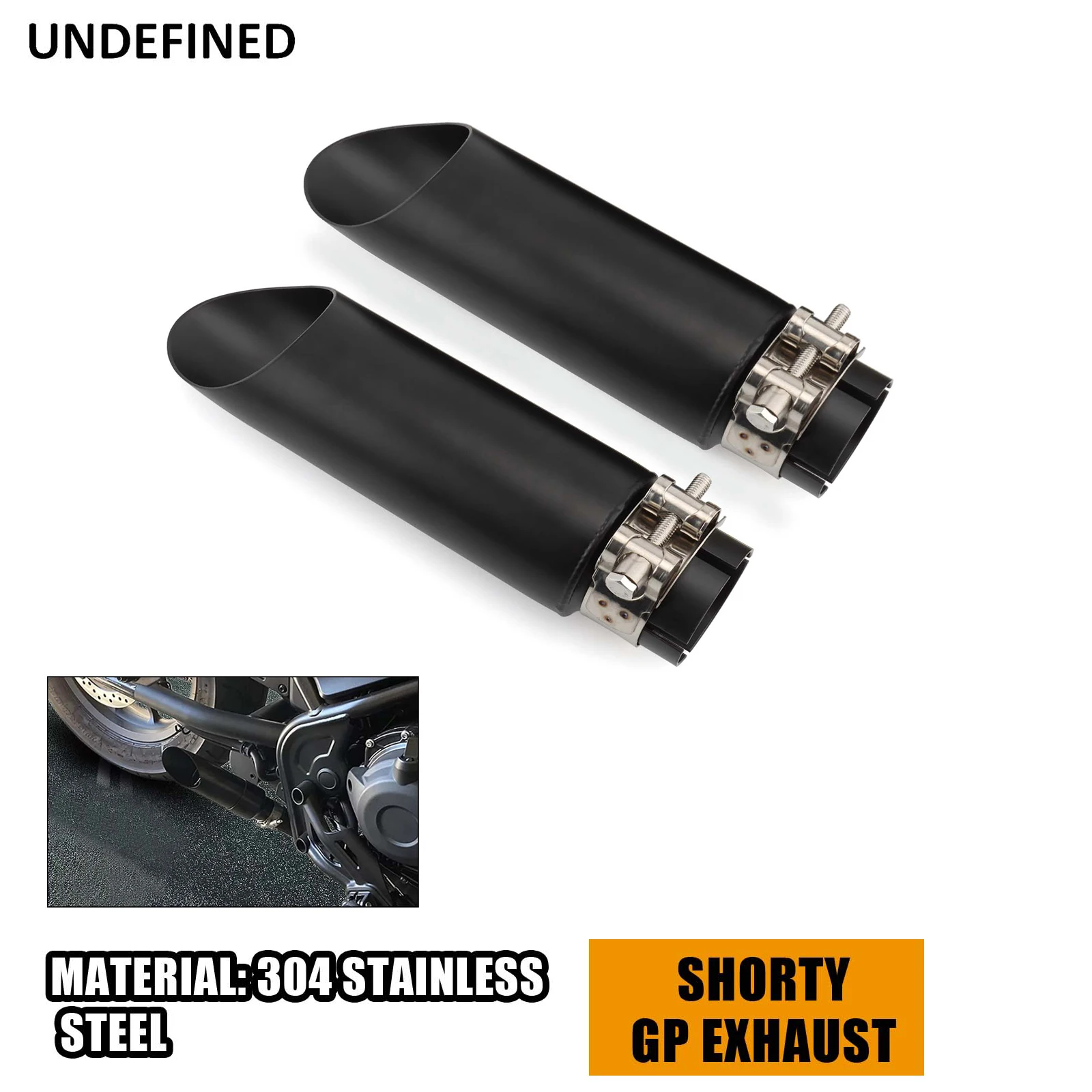 Motorcycle Shorty GP Exhaust Muffler Tips Slip On Pipes 48-51mm Stainless Steel Fit for Indian Scout Sixty Rogue Bobber 2015-24