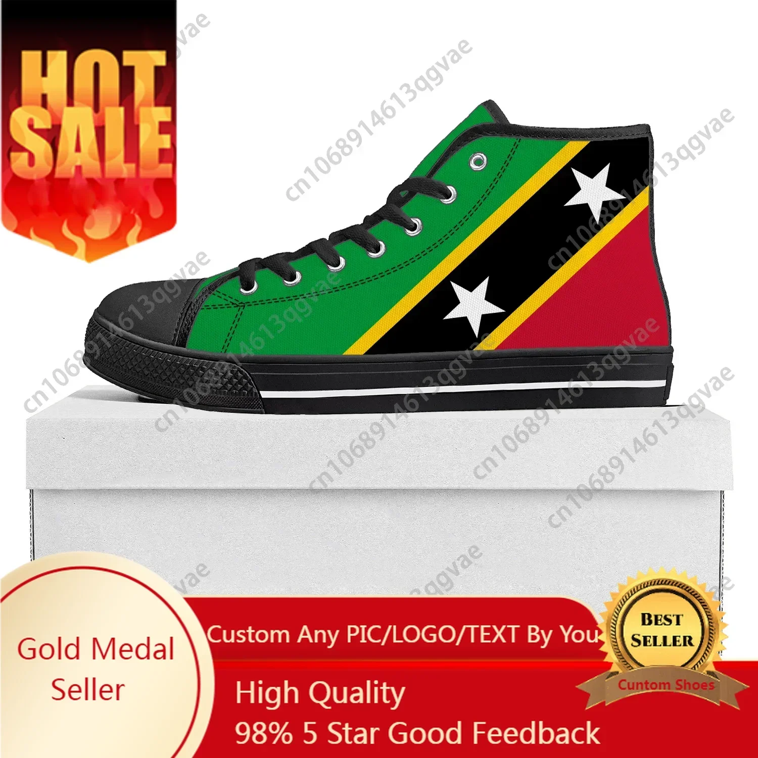 

St Kitts and Nevis Flag High Top Sneakers Mens Womens Canvas Sneaker Casual Couple Shoes Custom Shoe