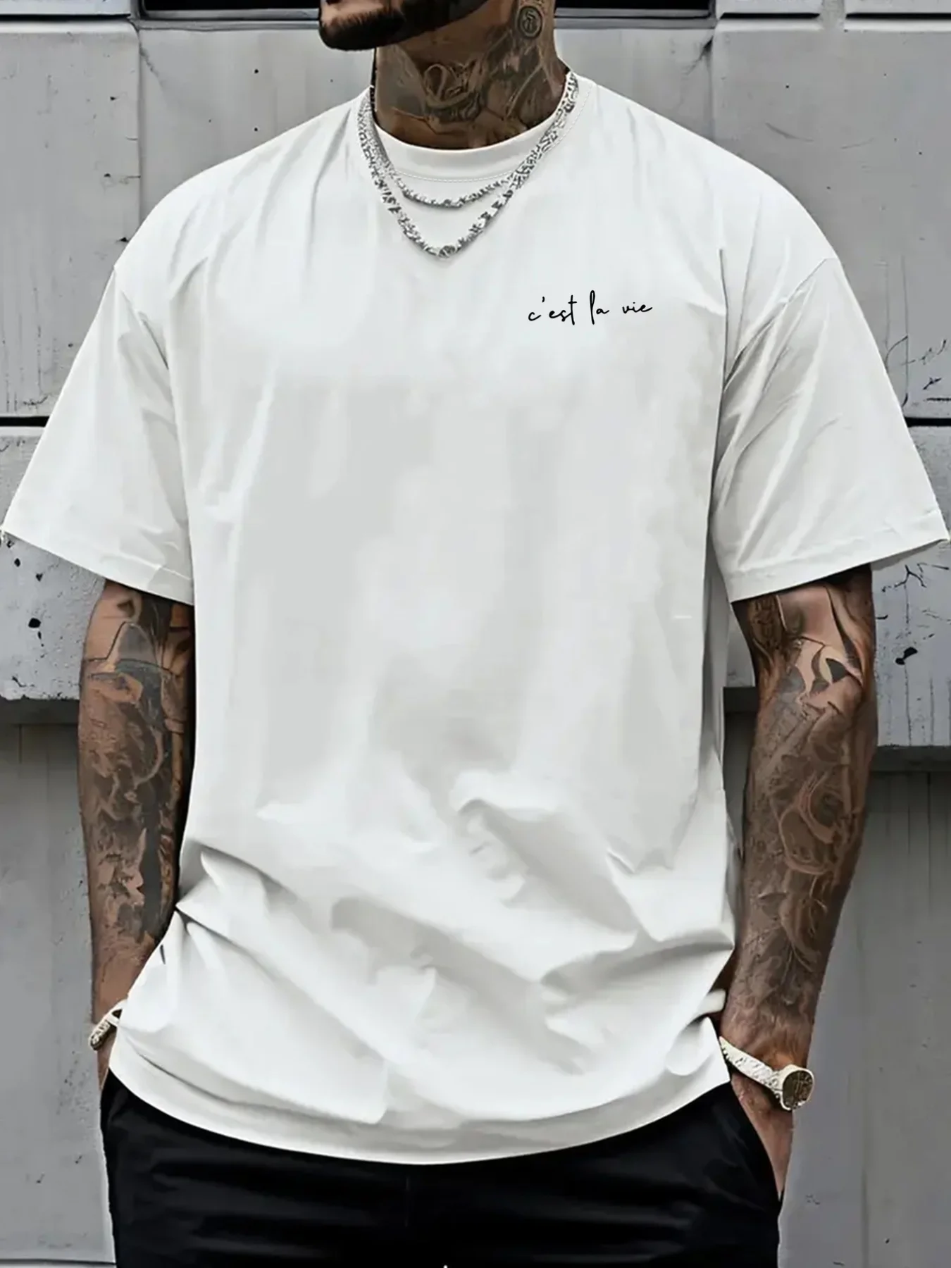 Men's T-shirt, Life is like a play, Dual-sided Pattern Men's Loose-Fitting T-shirt for Attitude in Life men clothing t shirts