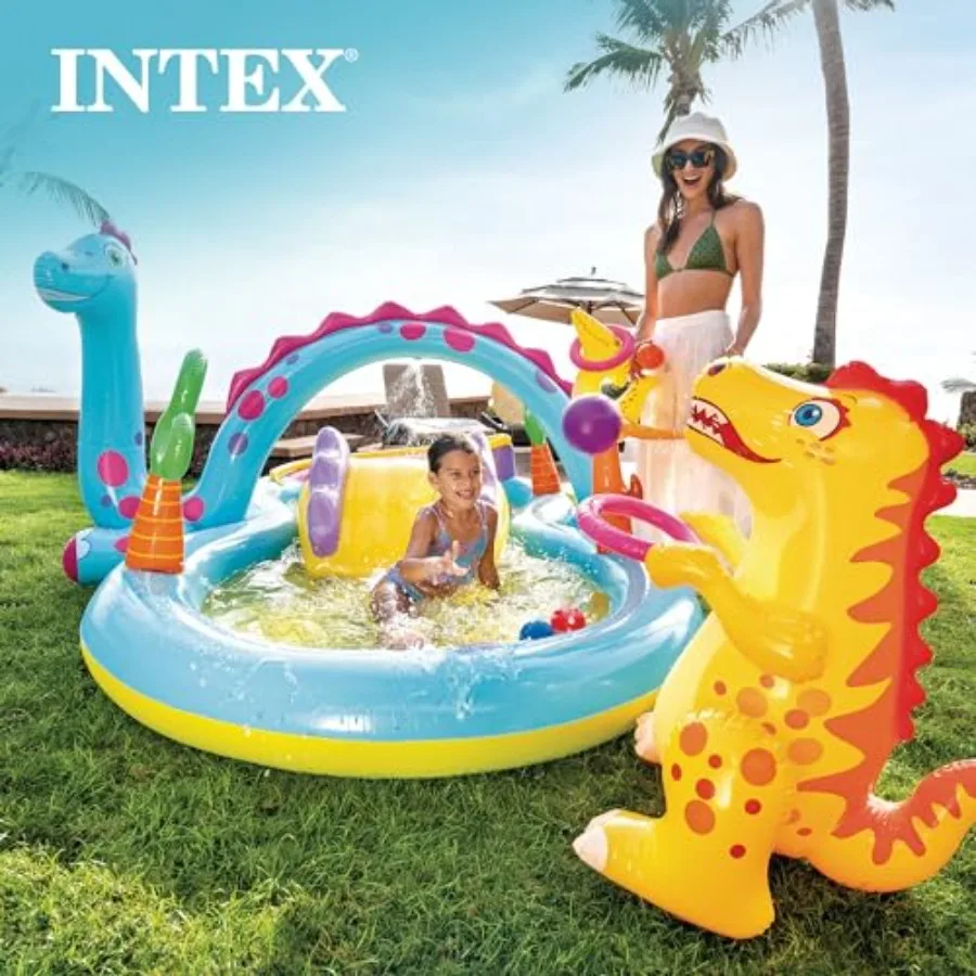 ディノランド 裏庭用インフレータブル幼児用プールと海洋インフレータブルプール キッズプレイセンター インフレータブルプールスライドとウォータースプレー付き
