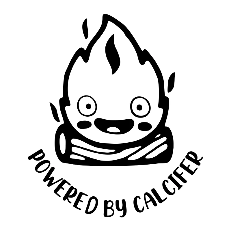 Powered by Calcifer Fuel Tank Cap Car Stickers Cover Scratches Window Decal For Motorcycle, Laptop, Phone, Helmet Decoration
