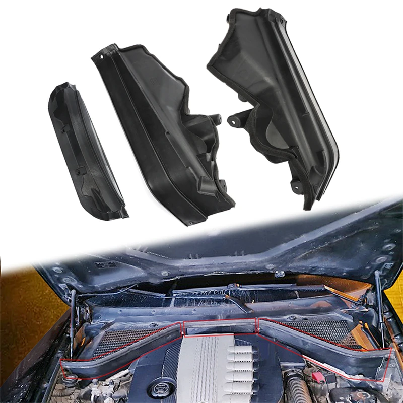 3 stuks auto motor bovenste compartiment scheidingspaneel set voor bmw x 5x6 e70 e71 e72 51717169419 51717169420 517171694 auto accessoire