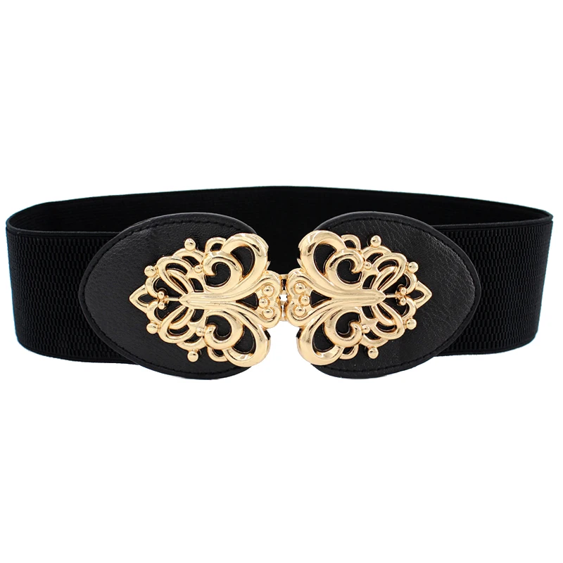 الموضة منحوتة زهرة مشبك Cummerbunds حزام مطاط المرأة تنوعا واسعة الخصر ختم لفستان العصرية تزيين تنورة حزام