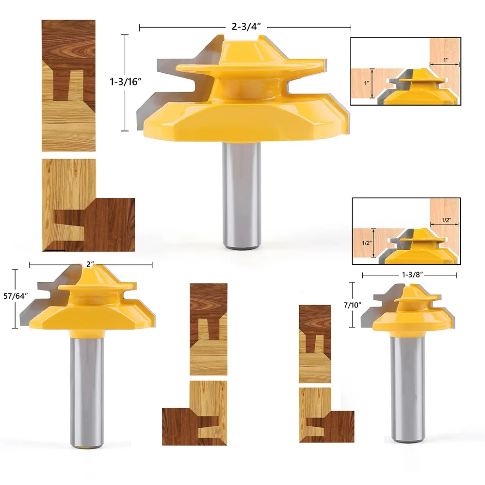 45 degree mortise and tenon cutter wood milling cutter straight angled joint woodworking milling cutter High hardness durability